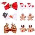 9-piece Christmas hair clip set with leather bows, Santa, snowman, and reindeer motifs - 9 Pieces Set