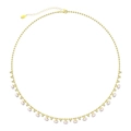Elegant S925 silver necklace with light pink pearls and crystal accents in gold finish - Gold Ball Chain Pink Pearl(GPN37-14K)