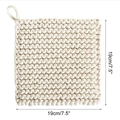 Sous-verre carré beige en coton tressé avec boucle, tapis de table isolant de 19cm - Grand 19*19cm / Blanc Cassé