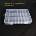 Transparent 24 grids plastic storage box with detachable dividers 19x13x3.6cm - Removable 24-Compartment 19.5x13x3.6cm