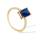 Bague dorée avec pierre précieuse bleue de taille carrée au design minimaliste chic - US 5 / Bague dorée avec zircone carrée bleue