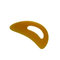 Amber crescent-shaped resin massage tool with hollow handle on white background - Large / Yellow