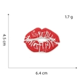 Detailed size view of red lips embroidery patch with 6.4cm width and 4.5cm height - Red Series Patch 7#-Lips
