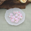 Pink translucent resin cherry charms with hand-painted patterns and gold metal loops - Cherry Irregular 12*19mm / Protein Pink
