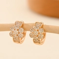 Champagne gold flower hoop earrings with micro-pave cubic zirconia floral pattern - EH209 Zirconia Petal Rose Gold