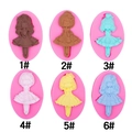 Stampo in silicone rosa con sei diversi disegni di bambine per fondente fai-da-te e sapone - Set di 6 Stili