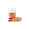 Gingerbread man plush Christmas decoration with chef hat and striped scarf detail - Gingerbread Man
