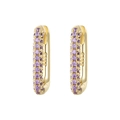 Detailed macro view of S925 sterling silver stamp on gold-plated purple stone hoop earrings - Gold Circle Purple Zirconia Ear Buckle