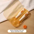 Ensemble cuillère et fourchette PPSU pliable pour bébé en orange vif avec boîte - Ensemble avec boîte / Fourchette Cuillère Orange Vif + Boîte de Rangement