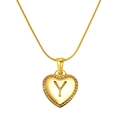 Golden heart pendant necklace with embossed letter Y on a sleek snake chain for women - Heart Letter Y (S-P151-Y)