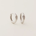 Unregelmäßige S925 Sterling Silber Creolen mit Zirkonia in silberner Ausführung - 925er Silber / Weißgold