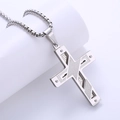 Collana con ciondolo a croce a doppio strato in acciaio inossidabile con incisione spagnola - Color Acciaio (Con Catena)