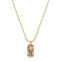 Hip hop gold necklace with a vertical rectangular pendant set with black and white zircons - Gold