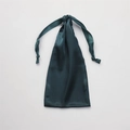 Dark green silk satin storage bag with drawstring closure for sleep eye masks - Dark Green