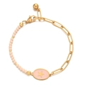 Detail of pink crystal beads and stainless steel chain with star pendant charm - Pink
