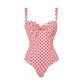 Retro white one-piece swimsuit with red polka dots and a decorative front bow knot - S / Pink One-piece Swimsuit