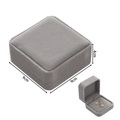 Gray velvet jewelry box detail showing closed and open views with dimensions 9x9x4cm - Medium Pendant Box / Gray