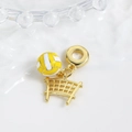Fashionable sports style enamel volleyball and golden hoop charm pendant for jewelry - Yellow and White Volleyball Style (ZYN-DMK940G-3)