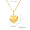Polished gold heart pumpkin pendant necklace in titanium steel on a white background - Textured Heart Shape (Gold MS-607)