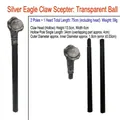 Silver eagle claw scepter with crystal ball, 75cm length for Halloween costume props - Antique Silver Claw (2-Section Rod)