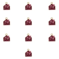 Detailed view of ten red glitter envelope charms with pink hearts for DIY jewelry making - Style 11-Heart Envelope