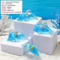 Minuteur liquide dauphin bleu en acrylique avec figurines mignonnes anti-stress - Dauphin