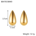 Polished gold teardrop earrings in 3.7cm height with mirror finish for elegant women - Mirror Teardrop Earrings (BE47833BW0)