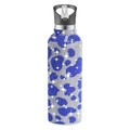 32oz blue and silver leopard print rhinestone water bottle with straw lid - Cow Pattern Dark Blue