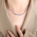 Elegante collana a catena in argento stile hip hop con maglie a naso di maiale su modella - 40+5cm / Color Acciaio