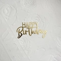 Golden acrylic Happy Birthday cake topper with metallic finish for elegant party decor - Design No.14 / Gold