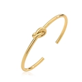 Minimalist 18K gold plated open cuff bracelet with a polished knot design for women - Gold Knot Open Cuff Bracelet / Gold
