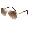 Classic pilot sunglasses with gold metal frame and brown gradient lenses for men - Aviator / Brown