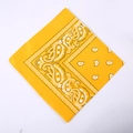 Vibrant yellow polyester paisley bandana with classic black and white cashew flower pattern - 54*54CM / Gold