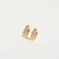 Gouden geometrische vierkante oorringen met micro-pave kristallen in gothic stijl - Pijl
