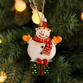 Resin Christmas snowman ornament with red scarf and gift box for festive tree decoration - Style F: Gift Snowman
