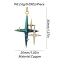 Star pendant necklace in golden finish with blue-green enamel and cubic zirconia detail - CX163-33 (Blue Green Enamel Cross Star Gold Pendant)