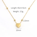 Detail view of 18k gold plated heart necklace with 45cm chain length and weight specs - Gold Bead Heart (DG-000055)