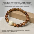Rosewood bracelet with dark wood beads and white flower charm on vintage book - 8mm Awakening Lion Bracelet