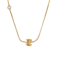 Collier plaqué or 18K avec pendentif lettre I bulle et un petit zircon brillant - Or-Lettre I