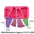 Pink silicone baby footprint mold for cake decoration and DIY crafts with finished samples - Style 5 (Baby Feet Mold) / Pink