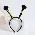 Yellow and black striped honey bee headband with antenna for party costume dress up - No.5 Black Ball Bee Headband
