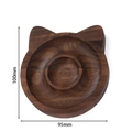 Detailed top view of cat-shaped walnut wood tray with size dimensions of 100mm by 95mm - Black Walnut / Cat
