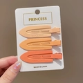 Set of three matte gradient orange pearl hair clips featuring embossed text detail - Duckbill Clip 3-Piece Set / Orange Series