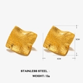 Strukturierte unregelmäßige quadratische goldene Edelstahl-Ohrringe mit 3cm Größe - Poliertes Kleines Quadratisches Ohrring-Set (ZN877)