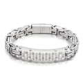 Bracciale da uomo in acciaio al titanio argento con piastra curva e decorazione a rivetti - Argento