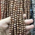 Polierte braune runde Holzperlen mit natürlicher Maserung für DIY-Schmuck - Kaffee Rosenholzmaserung A664 / 6mm (ca. 58 Perlen)
