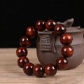 Polished dark red sandalwood beads bracelet with 18mm round high-density wood beads - 18mm*13 Beads [Completeness Style] 3000 Grit Polished