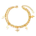 Detail of double-layer chain bracelet featuring lightning charms and zircon star pendant - Lightning & North Star