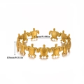 Detail showing 13mm width and 17mm inner diameter of golden turtle sea star cuff bracelet - Gold Continuous Turtles / Gold