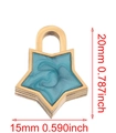 Gold-plated star charm with blue marble inlay and size dimensions for DIY jewelry - Star-Blue